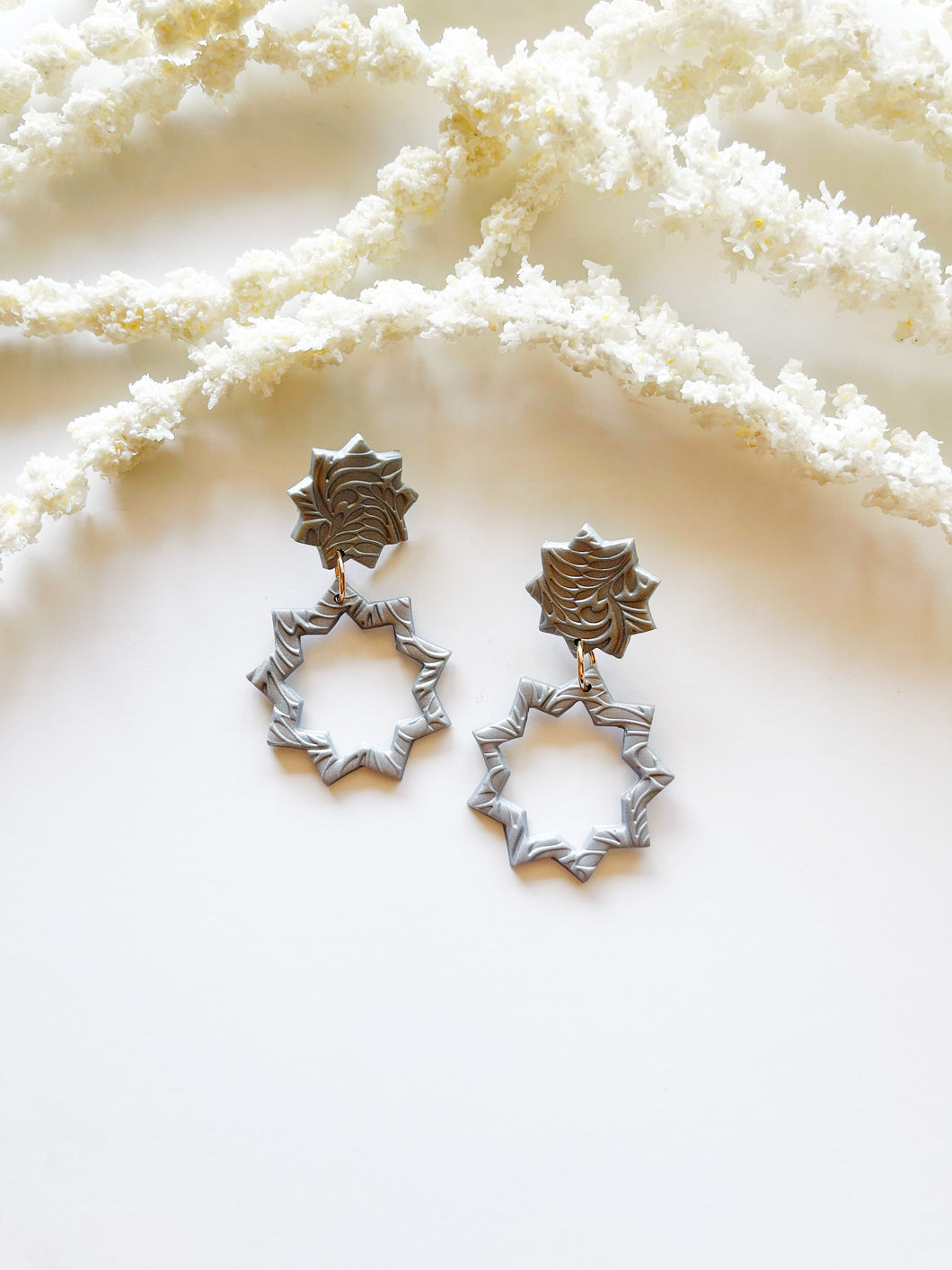 9 Pointed Star Earrings - Silver