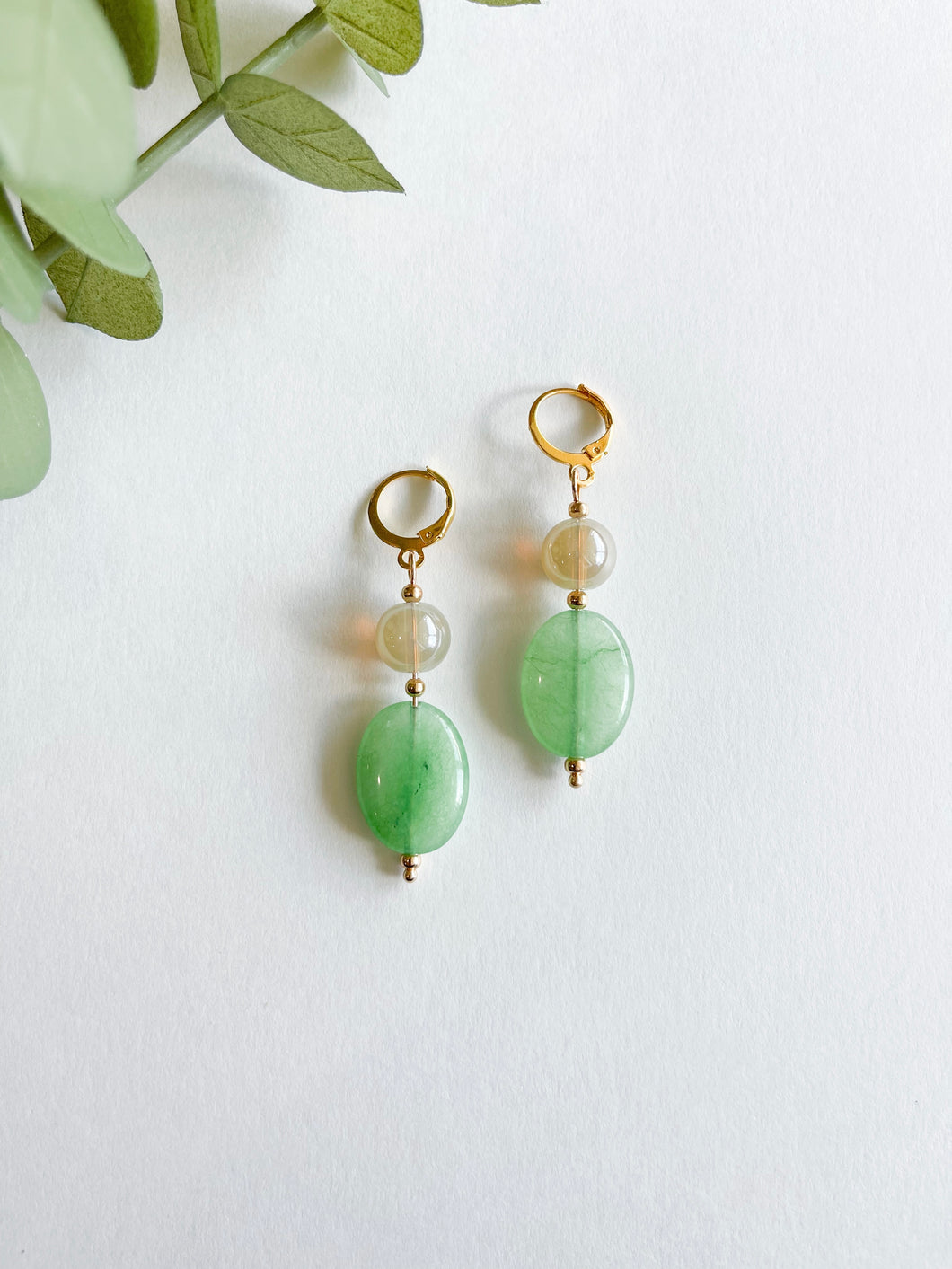 Stone Green Semi Precious Beaded Earrings