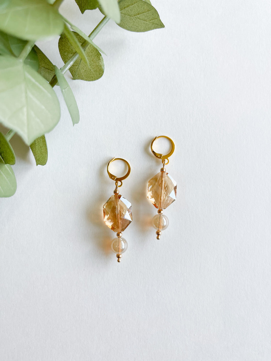 Amber Glass Beaded Earrings